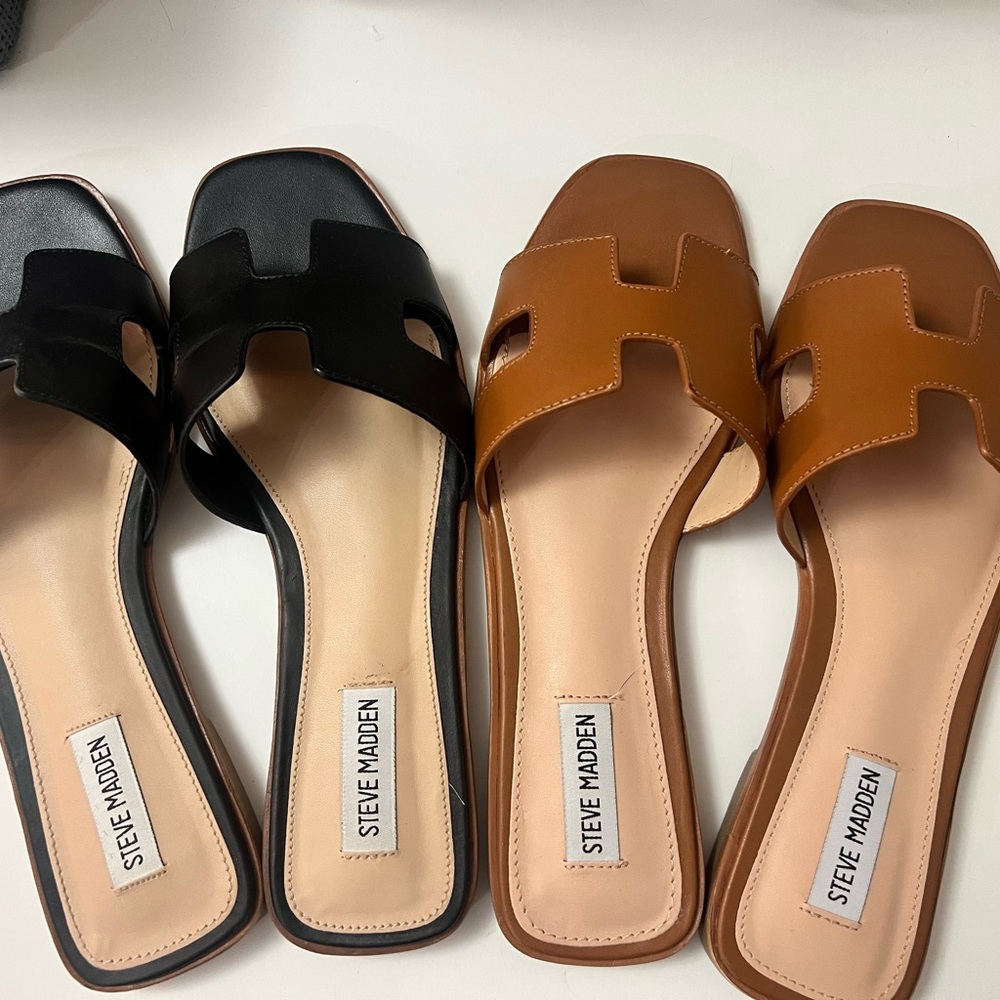Steve Madden Hayden Sandals black and Congac size 10